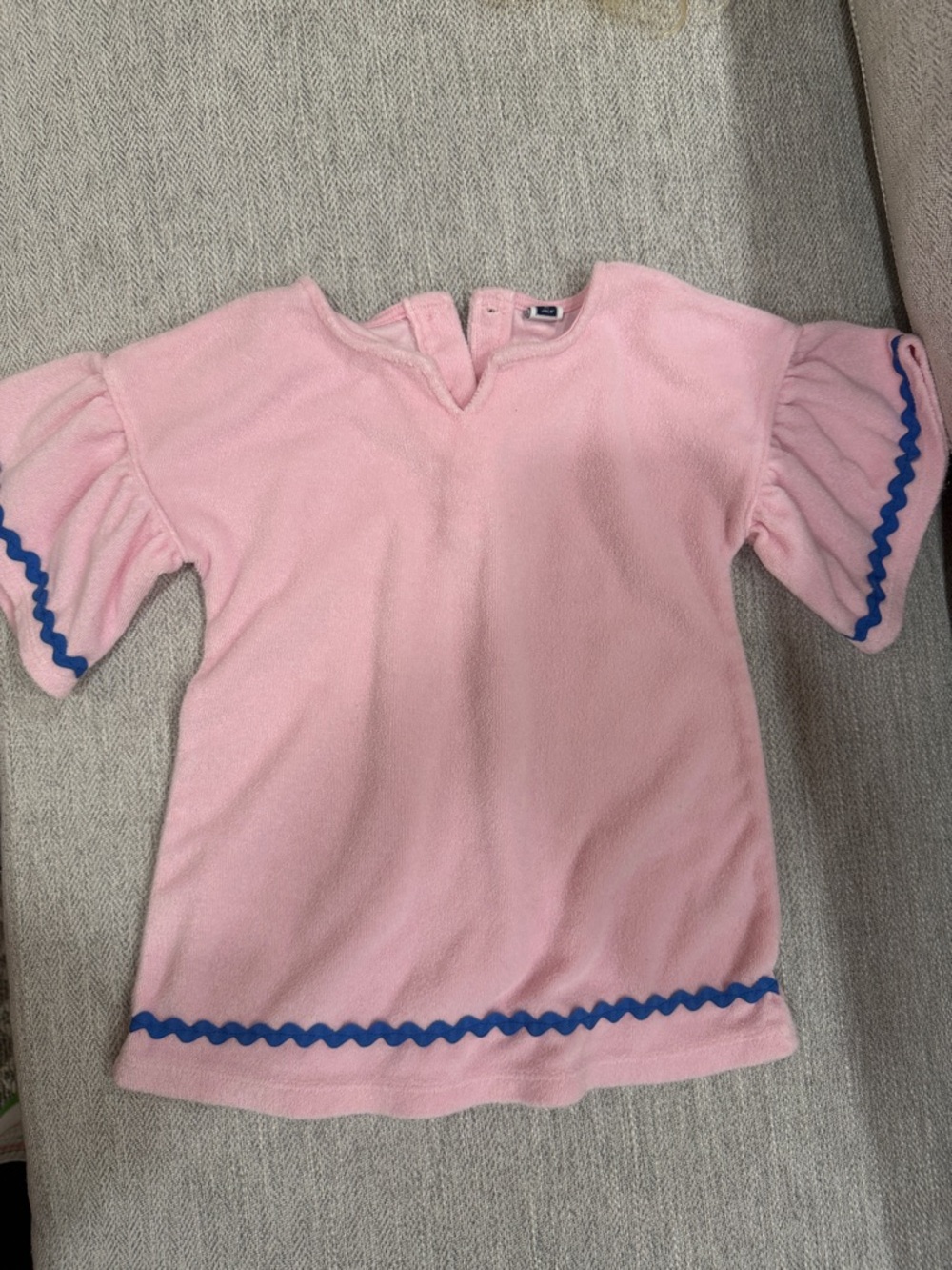 Janie and Jack Pink Ruffle Sleeve Top with Blue Ric-Rac